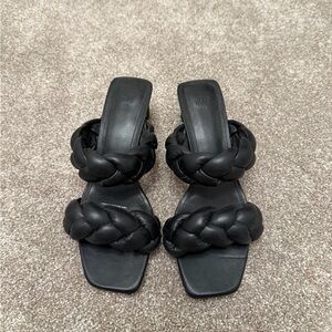 Zara Black Braided Sandals